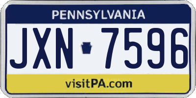 PA license plate JXN7596