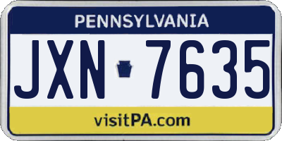 PA license plate JXN7635