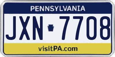 PA license plate JXN7708