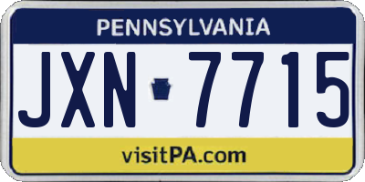 PA license plate JXN7715