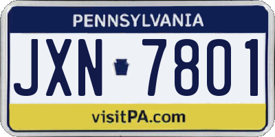 PA license plate JXN7801