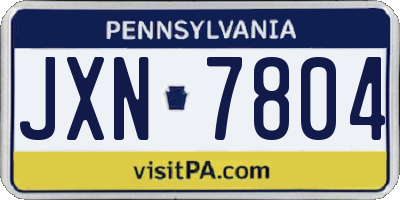 PA license plate JXN7804