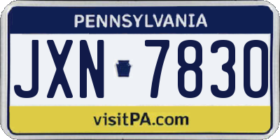 PA license plate JXN7830