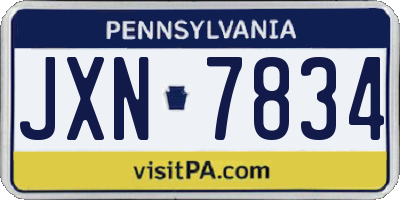 PA license plate JXN7834