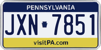 PA license plate JXN7851