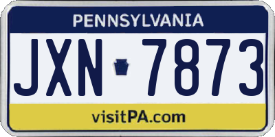 PA license plate JXN7873