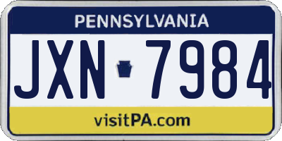 PA license plate JXN7984