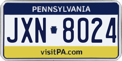 PA license plate JXN8024