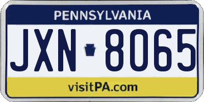 PA license plate JXN8065