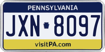 PA license plate JXN8097