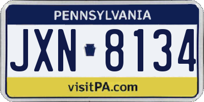 PA license plate JXN8134