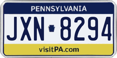 PA license plate JXN8294