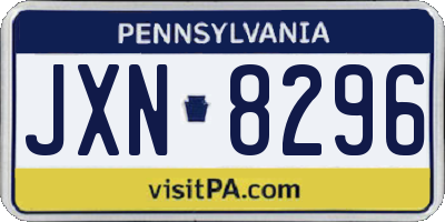 PA license plate JXN8296
