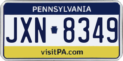 PA license plate JXN8349