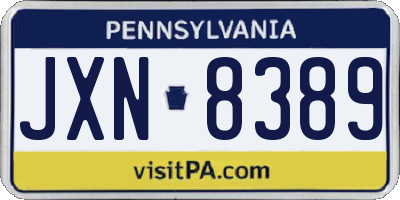 PA license plate JXN8389