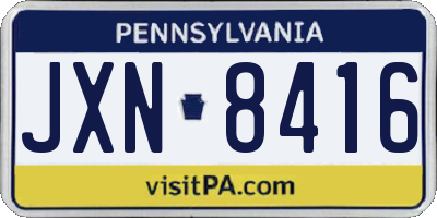 PA license plate JXN8416