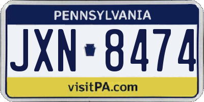 PA license plate JXN8474