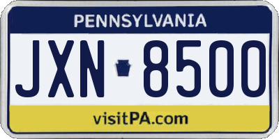 PA license plate JXN8500