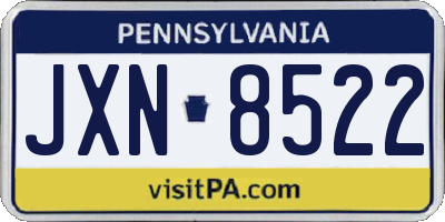 PA license plate JXN8522