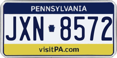 PA license plate JXN8572