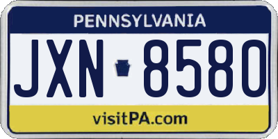 PA license plate JXN8580