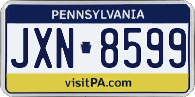 PA license plate JXN8599