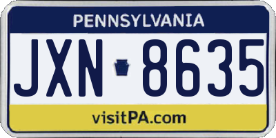 PA license plate JXN8635
