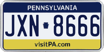 PA license plate JXN8666