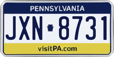 PA license plate JXN8731