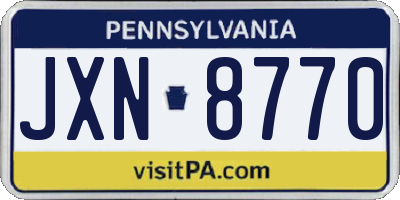 PA license plate JXN8770