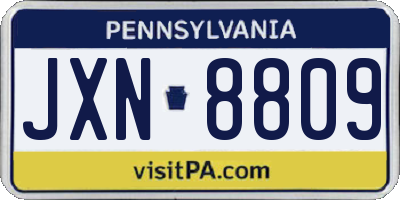 PA license plate JXN8809