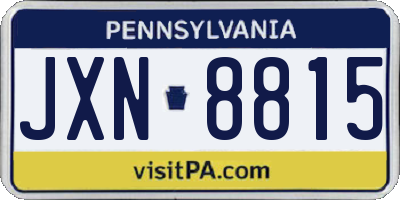 PA license plate JXN8815