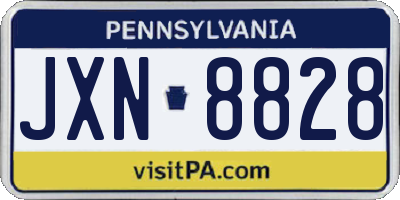 PA license plate JXN8828