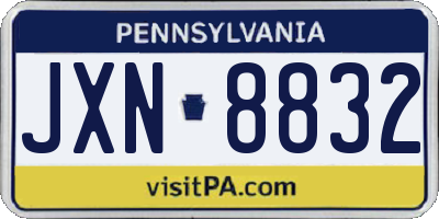 PA license plate JXN8832