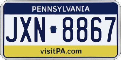 PA license plate JXN8867