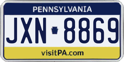 PA license plate JXN8869