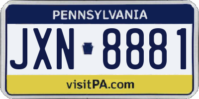 PA license plate JXN8881