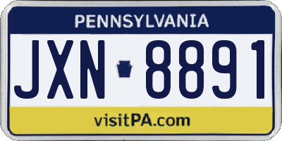 PA license plate JXN8891