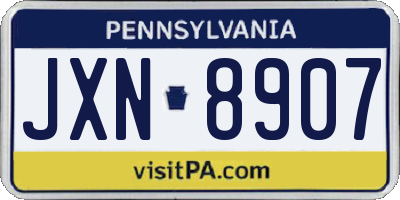 PA license plate JXN8907