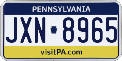 PA license plate JXN8965