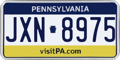 PA license plate JXN8975