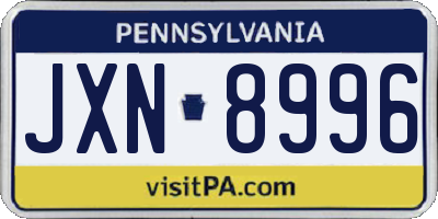 PA license plate JXN8996