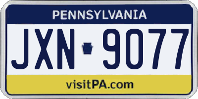 PA license plate JXN9077