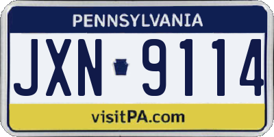 PA license plate JXN9114