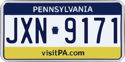 PA license plate JXN9171