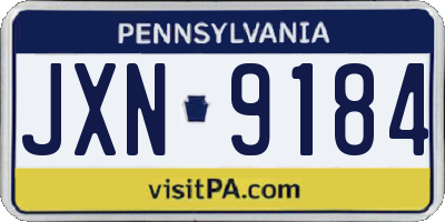 PA license plate JXN9184