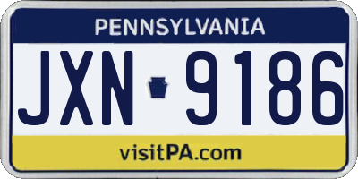 PA license plate JXN9186