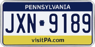PA license plate JXN9189
