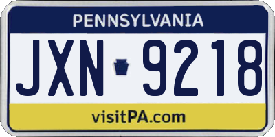 PA license plate JXN9218