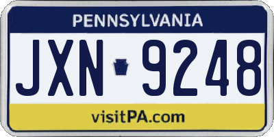 PA license plate JXN9248
